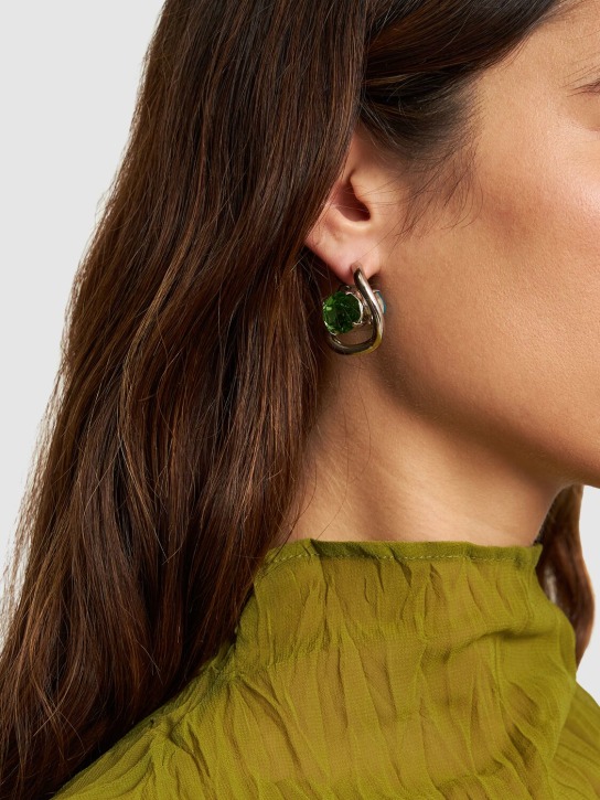 Marni: Crystal stone hoop earrings - Blue/Green - women_1 | Luisa Via Roma