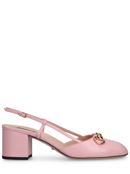 Gucci: Escarpins en cuir Horsebit 55 mm - Sugar Pink - women_0 | Luisa Via Roma