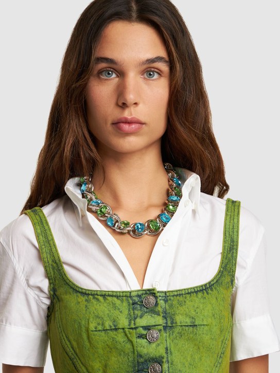 Marni: Crystal stone collar necklace - Mavi/Yeşil - women_1 | Luisa Via Roma