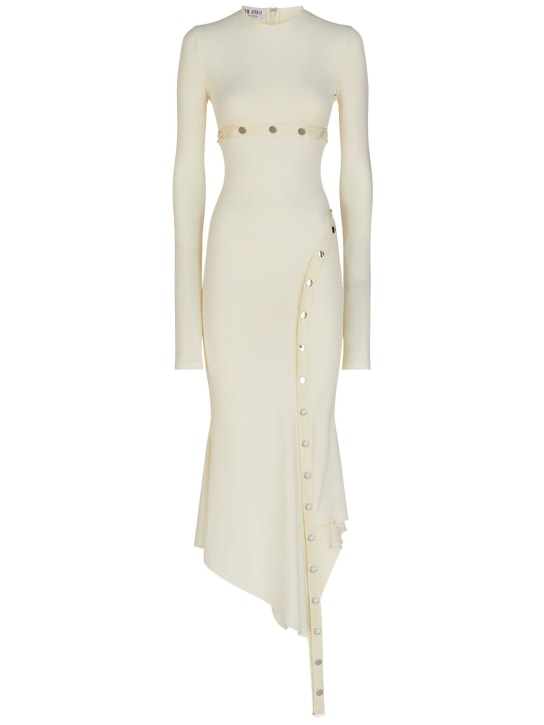 The Attico: Stretch jersey long sleeve midi dress - White - women_5 | Luisa Via Roma