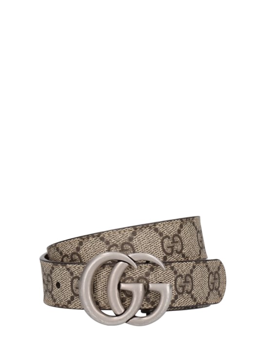 Gucci: 25mm GG Supreme belt - Beige/Ebony - kids-girls_0 | Luisa Via Roma