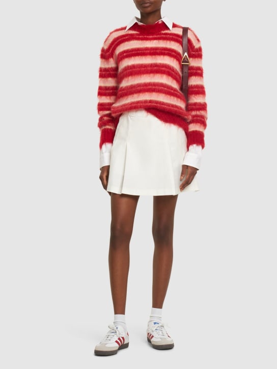Marni: Pull-over en mohair mélangé à rayures - Red/Pink/White - women_1 | Luisa Via Roma