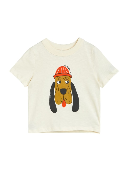 Mini Rodini: T-Shirt aus Bio-Baumwolle mit Stickerei - Wollweiß - kids-girls_0 | Luisa Via Roma