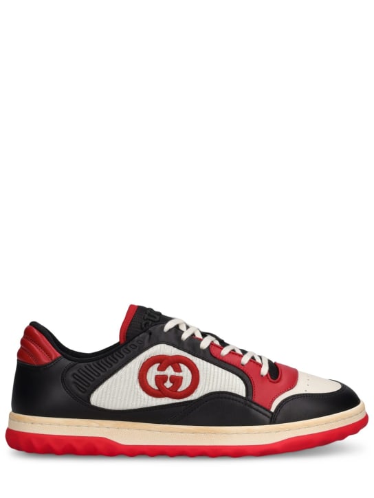 Gucci: Mac80 leather sneakers - Black/Red - men_0 | Luisa Via Roma