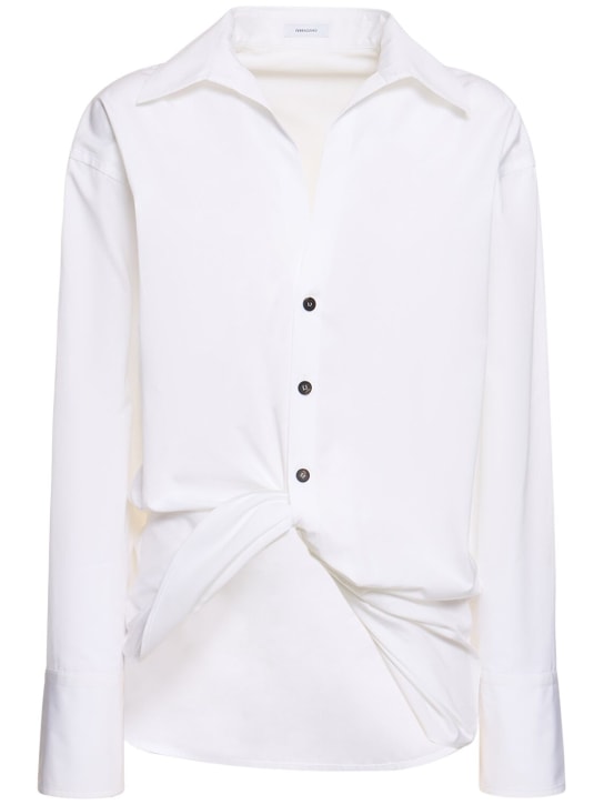 Ferragamo: Cotton poplin shirt w/twist - Beyaz - women_0 | Luisa Via Roma