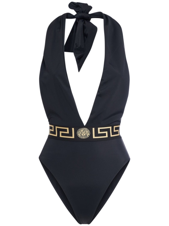 Versace: Greca Lycra one-piece swimsuit - Siyah - women_0 | Luisa Via Roma
