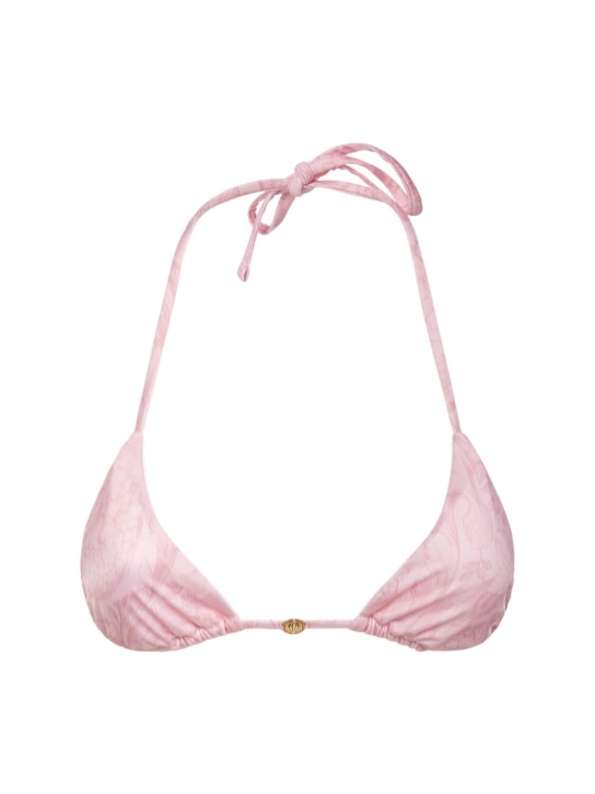 Versace: Barocco print Lycra triangle bikini top - Pink - women_0 | Luisa Via Roma