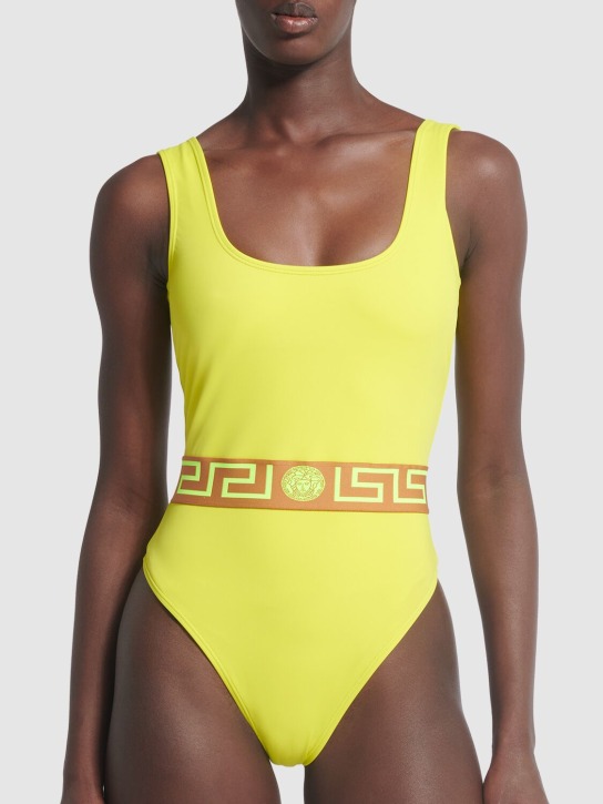 Versace: Greca Lycra one-piece swimsuit - Yellow - women_1 | Luisa Via Roma