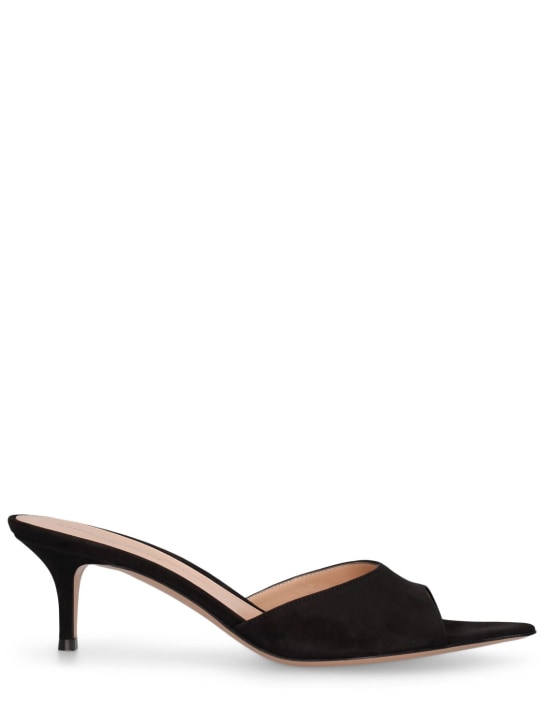 Gianvito Rossi: 55mm Suede sandal mules - Black - women_0 | Luisa Via Roma