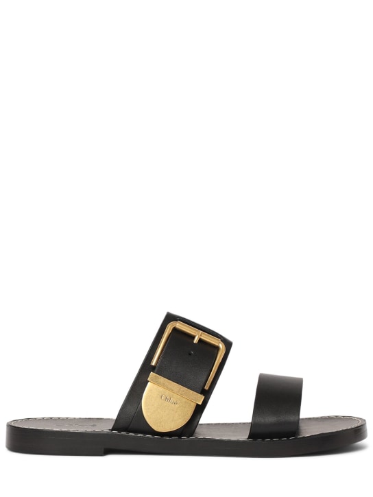 Chloé: 10mm Rebecca leather sandals - Black - women_0 | Luisa Via Roma