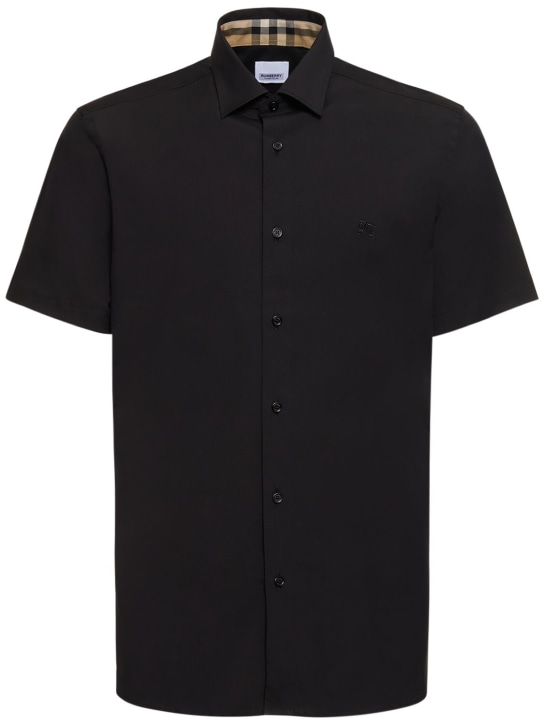 Burberry: Camiseta slim fit de algodón - Negro - men_0 | Luisa Via Roma