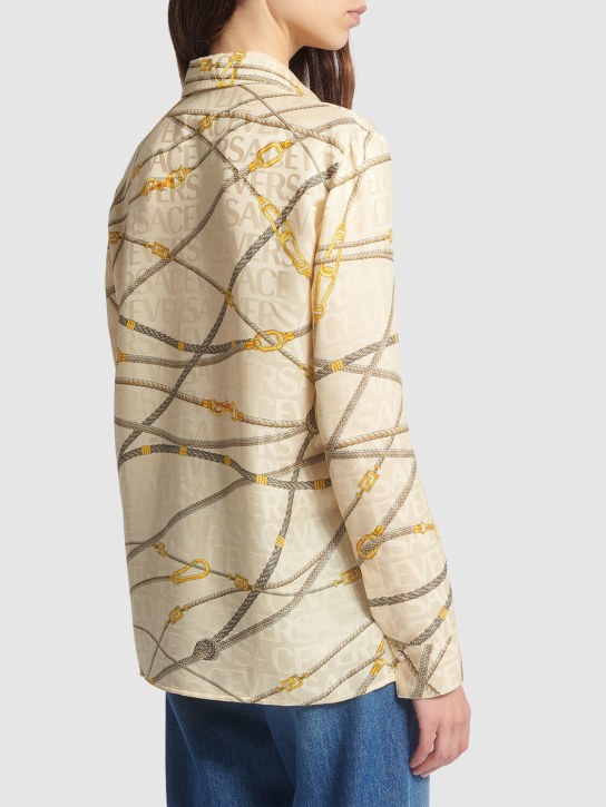 Versace: Printed silk blend jacquard shirt - Bej - women_1 | Luisa Via Roma