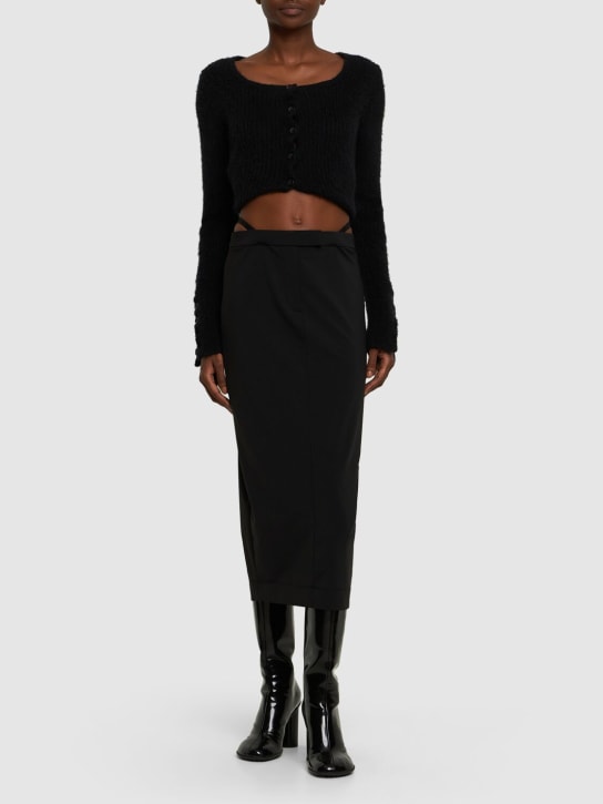 Alexander Wang: Fitted tech long skirt w/straps - Siyah - women_1 | Luisa Via Roma