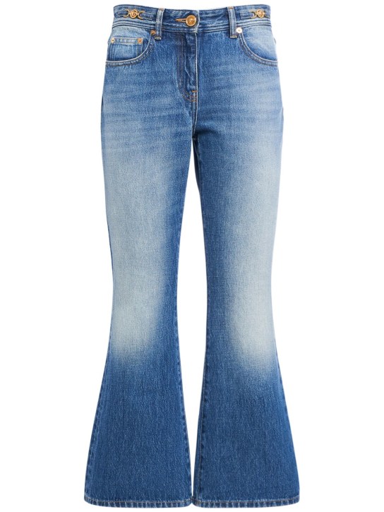 Versace: Denim flared jeans - Mavi - women_0 | Luisa Via Roma