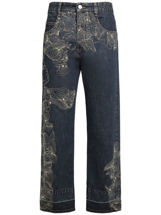 Isabel Marant: Jeans de denim bordados - Azul - women_0 | Luisa Via Roma