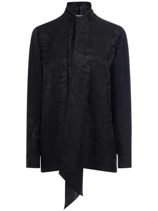 Versace: Camisa de jacquard y seda - Negro - women_0 | Luisa Via Roma