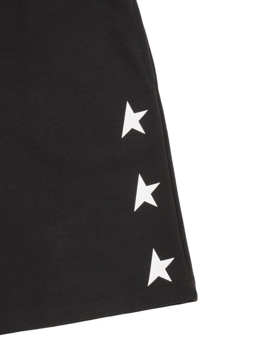 Golden Goose: Star print cotton blend sweat shorts - Black/White - kids-girls_1 | Luisa Via Roma
