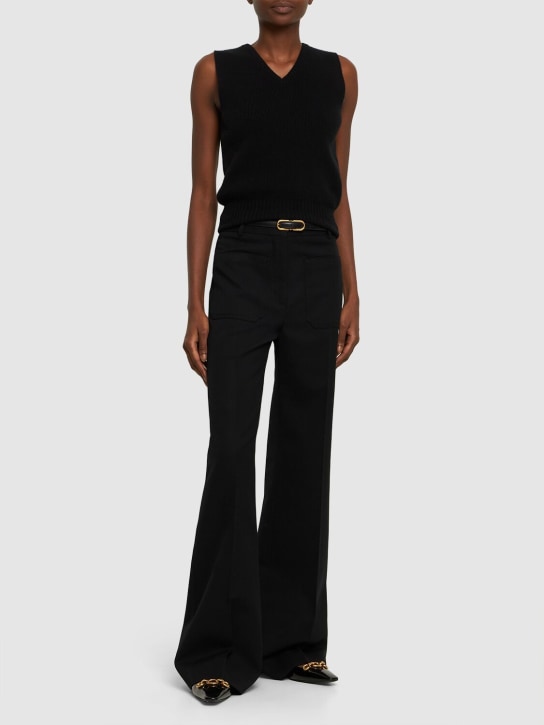 Victoria Beckham: Alina wool blend flared pants - Black - women_1 | Luisa Via Roma