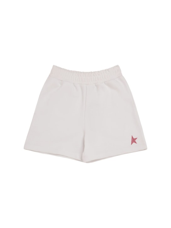 Golden Goose: Star cotton blend sweat shorts - White/Pink - kids-girls_0 | Luisa Via Roma