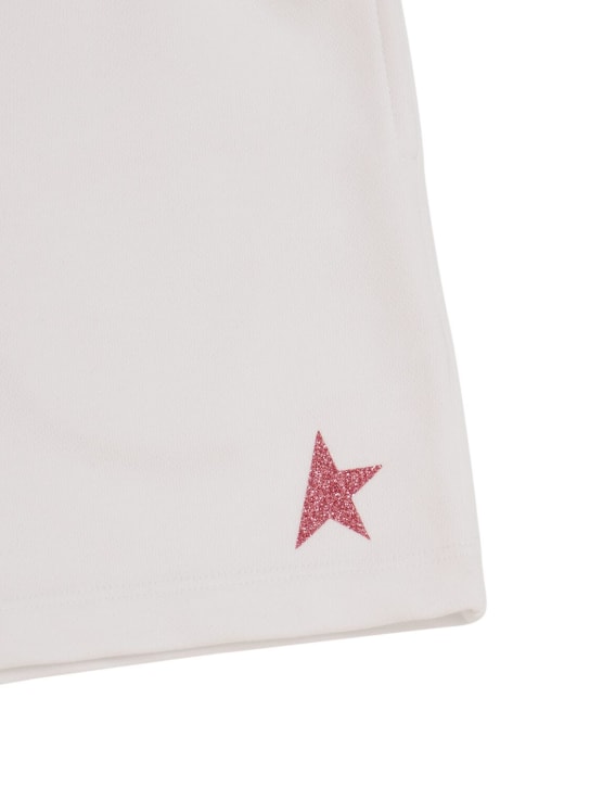 Golden Goose: Star cotton blend sweat shorts - White/Pink - kids-girls_1 | Luisa Via Roma