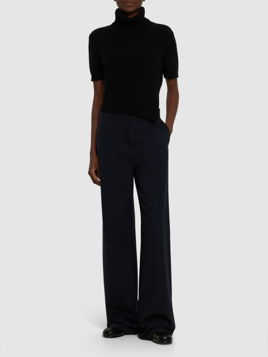 The Row: Dria asymmetric cashmere blend knit top - Black - women_1 | Luisa Via Roma