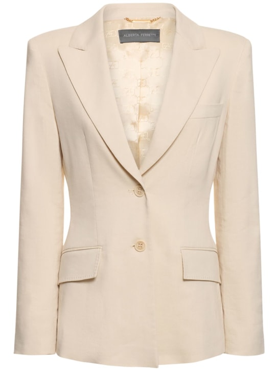 Alberta Ferretti: Viscose & linen stretch twill jacket - Ivory - women_0 | Luisa Via Roma