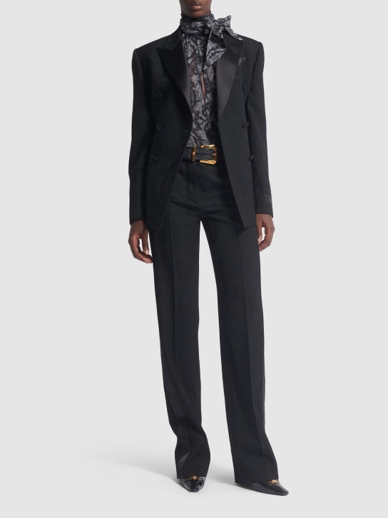 Versace: Barocco tailored wool jacket - Siyah - women_1 | Luisa Via Roma