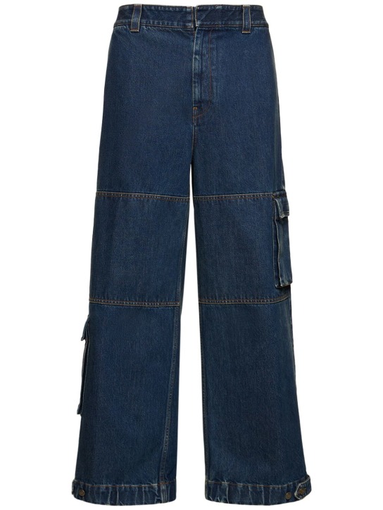 Gucci: Organic denim cargo pants - Blue - men_0 | Luisa Via Roma
