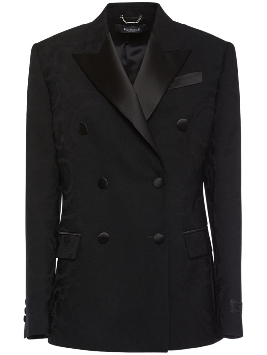 Versace: Barocco tailored wool jacket - Black - women_0 | Luisa Via Roma