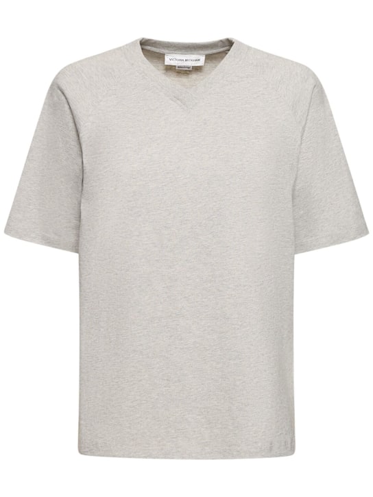 Victoria Beckham: 棉质平纹针织足球T恤 - 灰色 - women_0 | Luisa Via Roma