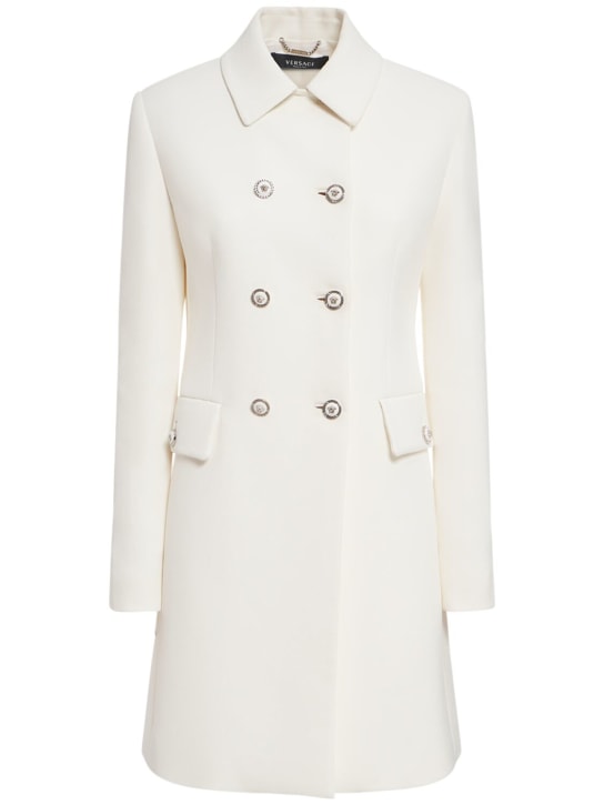Versace: Mantel aus Stretch-Viskose - Weiß - women_0 | Luisa Via Roma