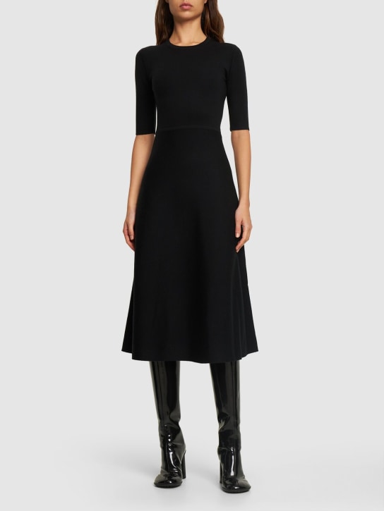 Gabriela Hearst: Seymore wool blend knit midi dress - Siyah - women_1 | Luisa Via Roma