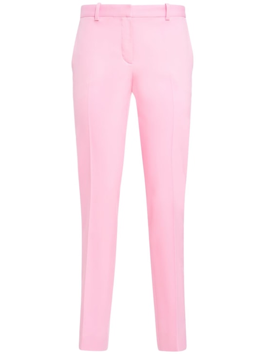 Versace: Stretch wool straight pants - Light Pink - women_0 | Luisa Via Roma