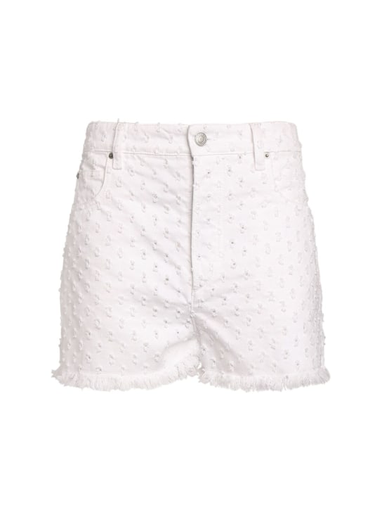 Isabel Marant: Lesia cotton denim shorts - Beyaz - women_0 | Luisa Via Roma