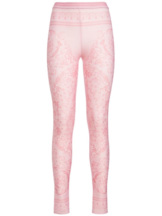 Versace: Barocco print Lycra leggings - Pink - women_0 | Luisa Via Roma