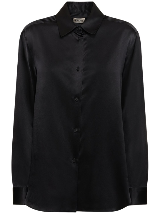 Khaite: Argo buttoned long sleeve silk shirt - Black - women_0 | Luisa Via Roma