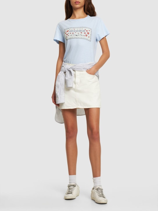 RE/DONE: T-shirt en coton Classic Snoopy Love - Bleu - women_1 | Luisa Via Roma