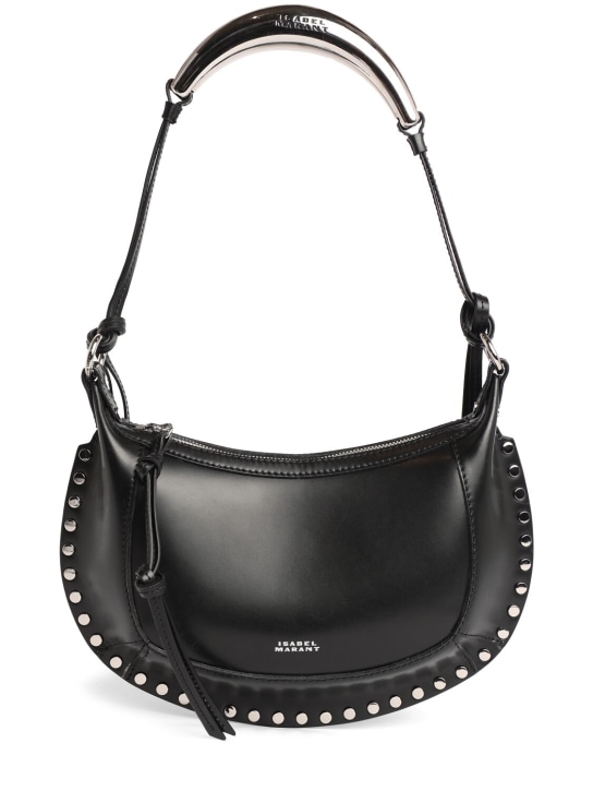Isabel Marant: Oskan Moon leather shoulder bag - Siyah - women_0 | Luisa Via Roma