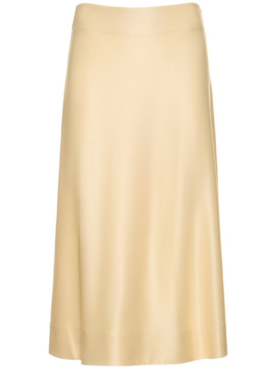 Jil Sander: Compact matte viscose jersey midi skirt - Ivory - women_0 | Luisa Via Roma