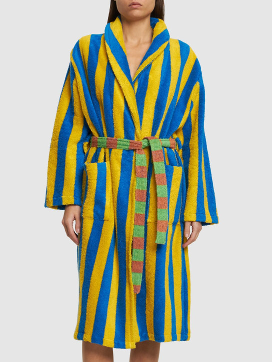 Dusen Dusen: Reef Stripe cotton blend bathrobe - Multicolor - ecraft_3 | Luisa Via Roma