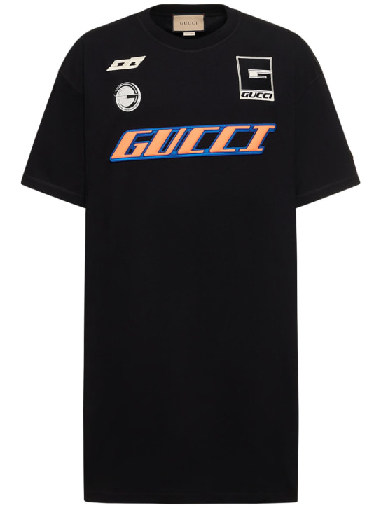 Gucci: Coastal cotton long t-shirt - Black - men_0 | Luisa Via Roma