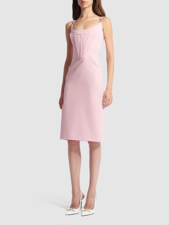 Versace: Sleeveless satin bustier mini dress - Pink - women_1 | Luisa Via Roma