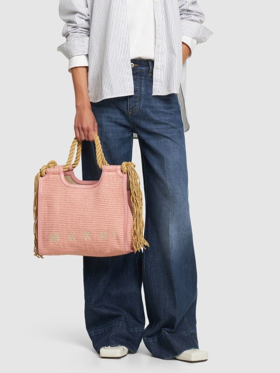 Marni: Marcel woven cotton blend tote bag - Light Pink - women_1 | Luisa Via Roma