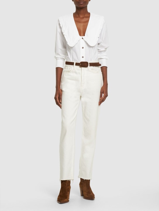 GANNI: Organic cotton poplin shirt - Beyaz - women_1 | Luisa Via Roma