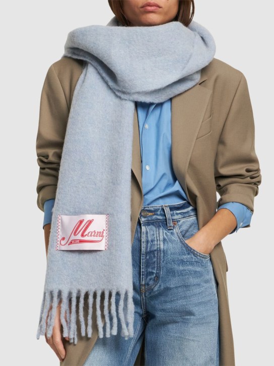Marni: Brushed alpaca blend scarf - Iris Blue - women_1 | Luisa Via Roma