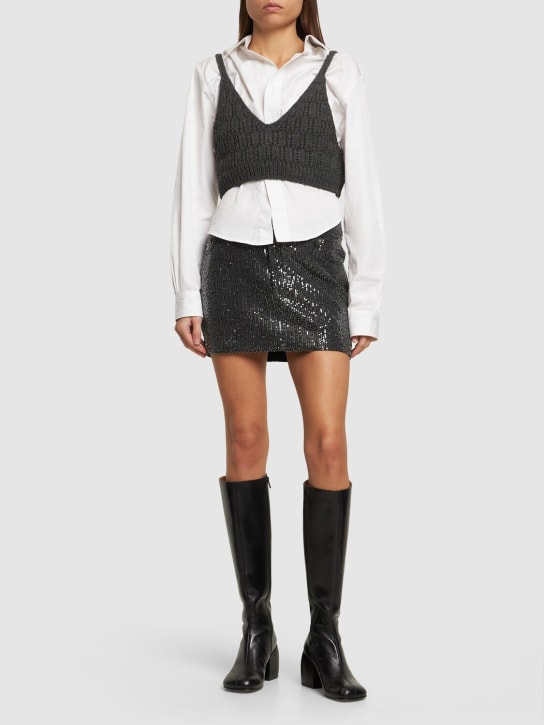 Rotate: Minifalda de sarga con lentejuelas - Negro - women_1 | Luisa Via Roma