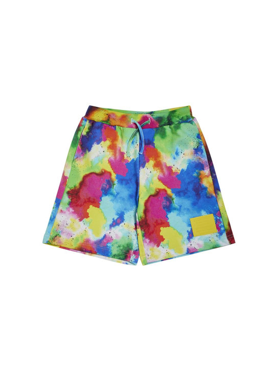 Dsquared2: Shorts in felpa di cotone tie dye - Multicolore - kids-boys_0 | Luisa Via Roma