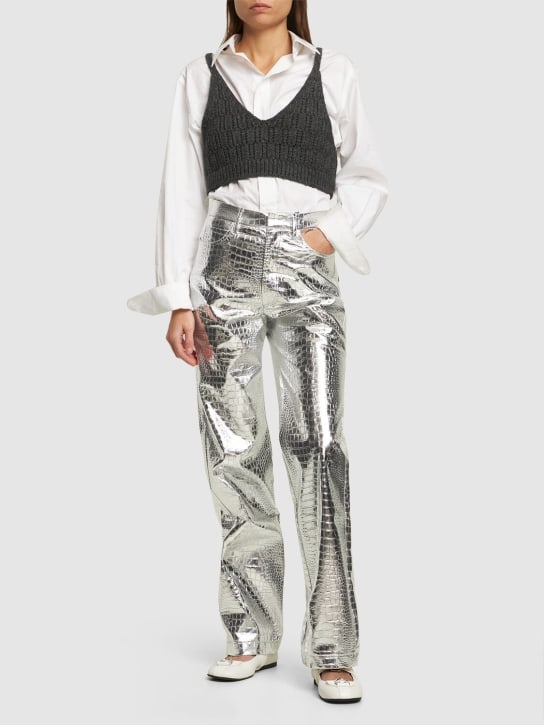 Rotate: Textured metallic viscose pants - Silver - women_1 | Luisa Via Roma