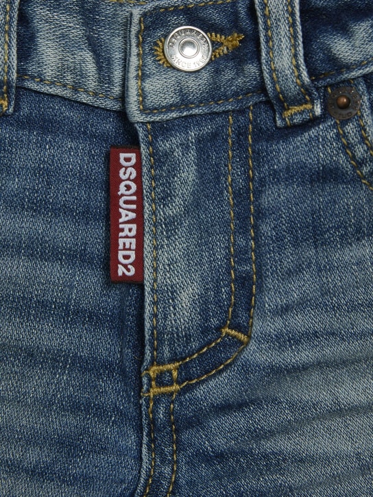 Dsquared2: 洗水弹力棉质牛仔短裤 - 蓝色 - kids-girls_1 | Luisa Via Roma