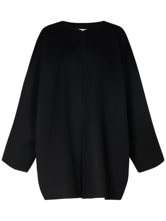 The Row: Raj collarless cashmere knit short coat - Black - women_0 | Luisa Via Roma